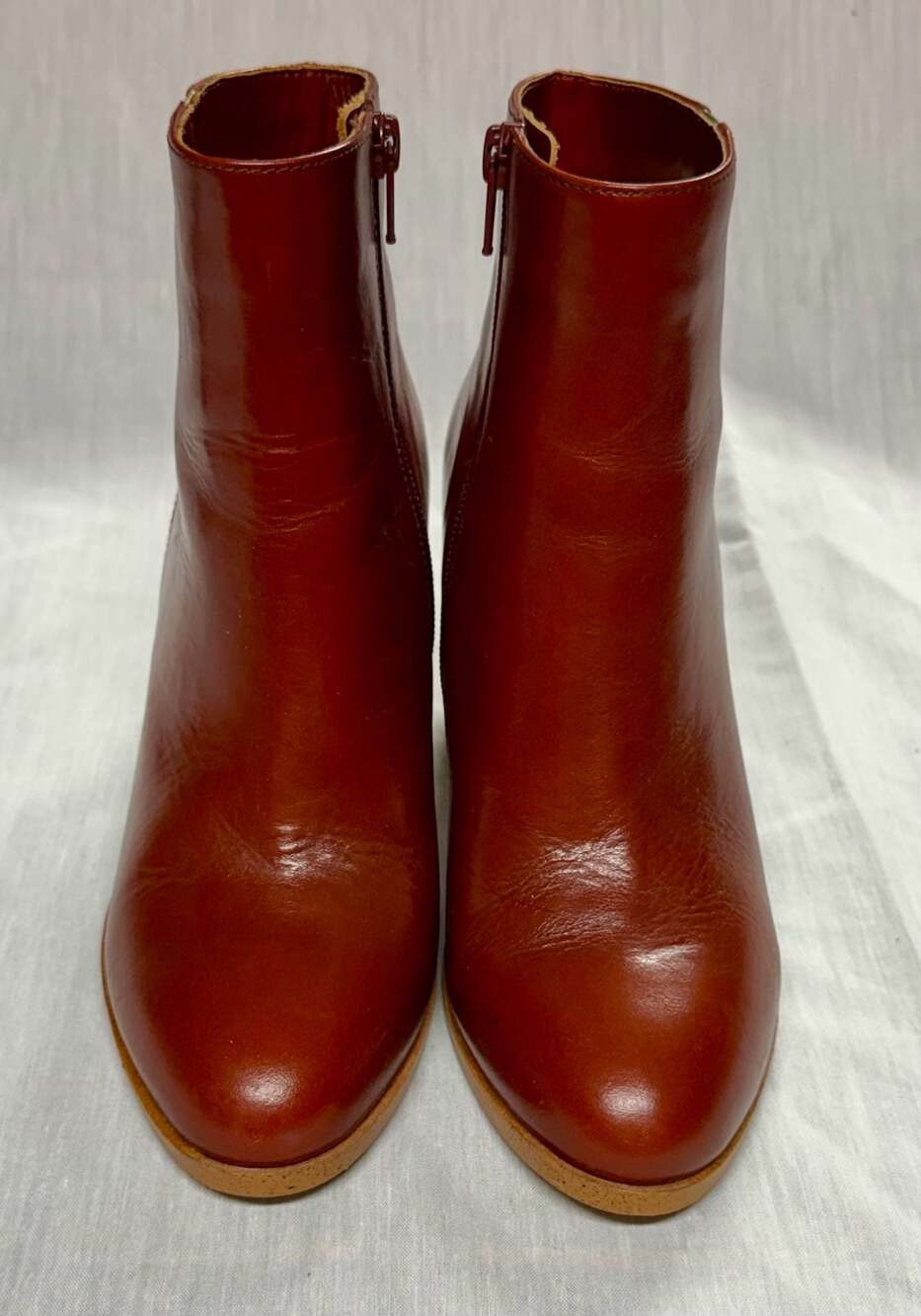 Mellow Yellow Paris Red Leather Block Heel Ankle Boots with Gold Diamond Detail